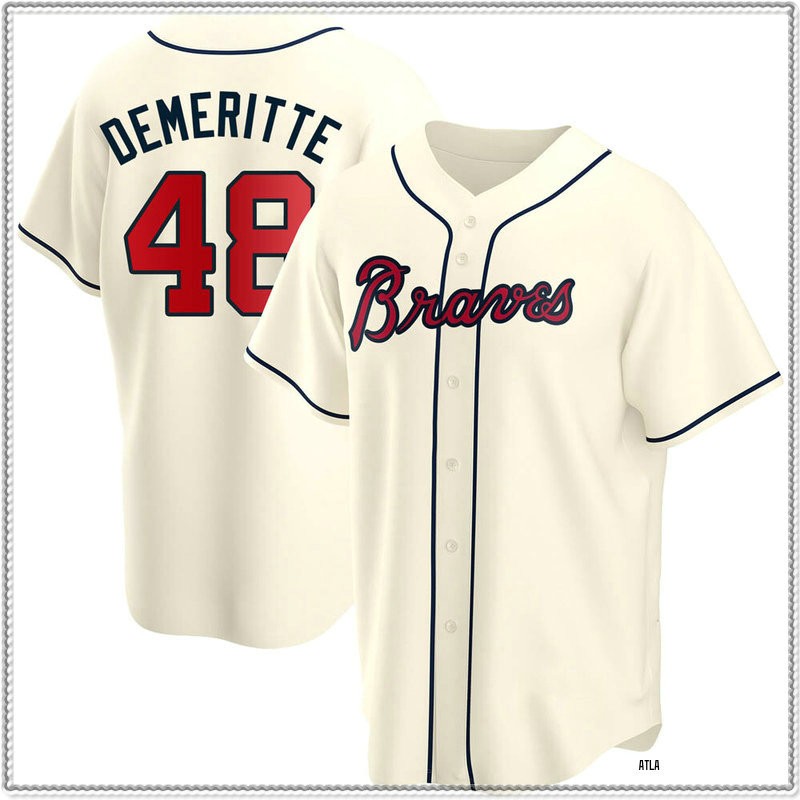 Travis Demeritte Mens Jersey Atlanta Braves Alternate Cream Replica H3685